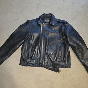 Unik Black Leather Motorcycle Jacket VINTAGE MENS SIZE 48 QUILTED, VERY WARM,